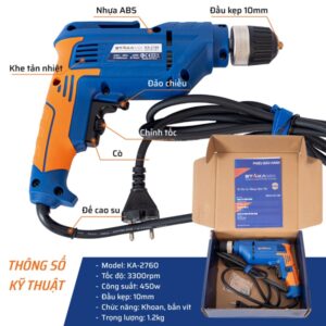 Máy Khoan Điện Đầu 10mm 450W STAKA MAX (1C/H,10C/T)- KA-2760 - Hiệu suất vượt trội - Ảnh 2