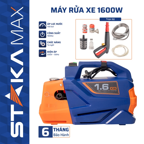 Máy Rửa Xe 1600W ( không chỉnh áp) STAKA