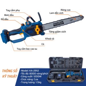 Máy Cưa Xích Pin 12’’ STAKA – Giải Pháp Cắt Gỗ Mạnh Mẽ, An Toàn và Tiện Lợi - Ảnh 4