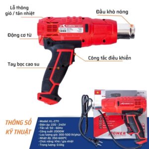 Máy Khò Nóng KALOS MAX – Công Suất 2000W, Động Cơ Lõi Đồng 100% - Ảnh 4