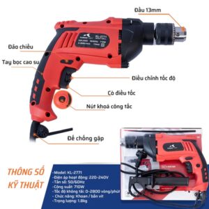 Máy Khoan Điện Đầu 13mm 710W KALOS Max (10C/T)-M1 - Ảnh 3