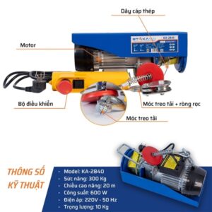 Alternative view of Máy Tời Cáp Điện Có Dừng Khẩn 20M 300Kg STAKA: Nâng Hạ An Toàn và Hiệu Quả Tuyệt Đối