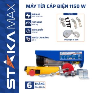 Máy Tời Cáp Điện Có Dừng Khẩn 20M 600Kg STAKA