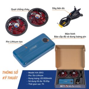 Bộ Pin Quạt Áo Điều Hòa STAKA MAX | Dùng Gần 20h, Chính Hãng - Ảnh 3