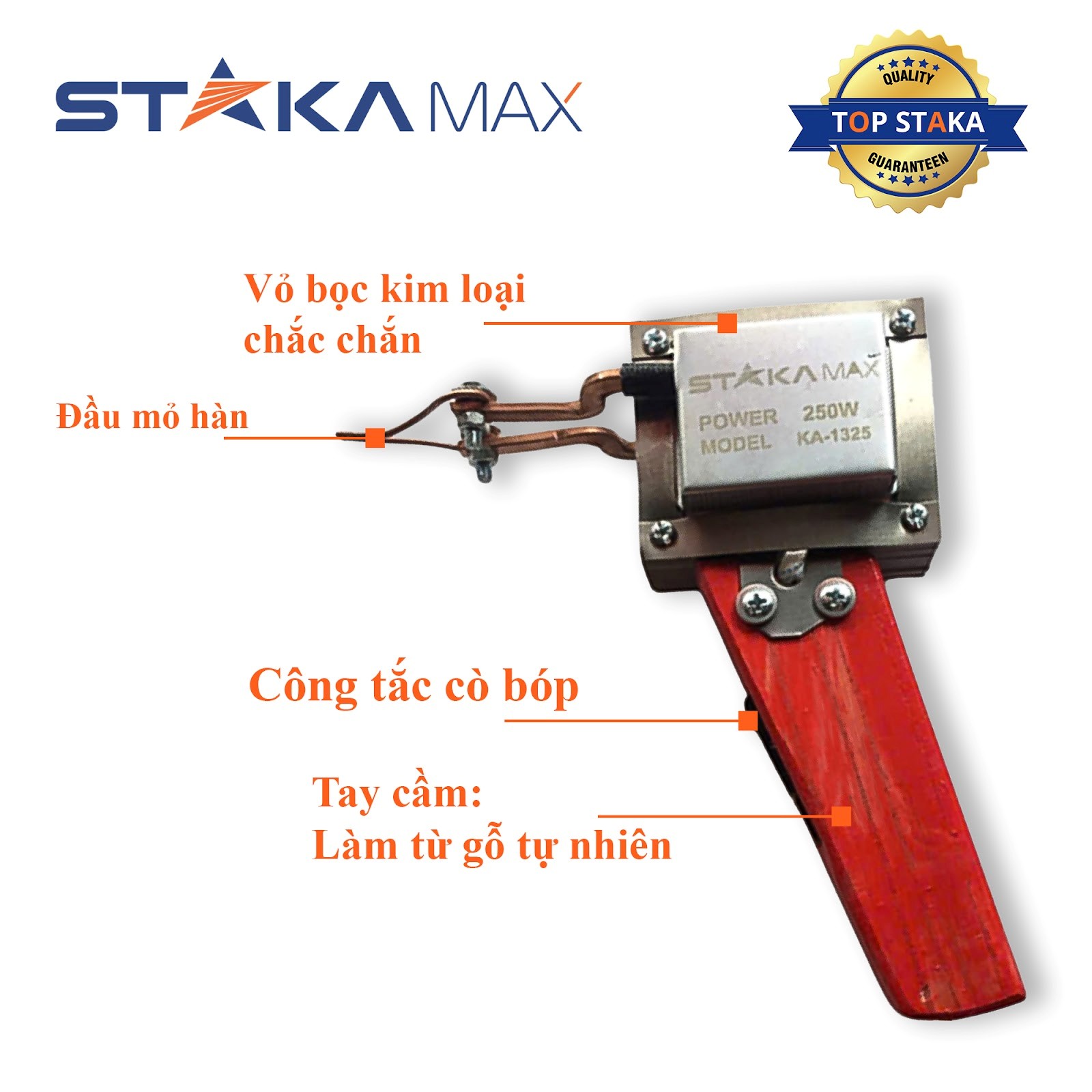 Mỏ Hàn Xung Cán Gỗ 250W STAKA MAX (C/H, C/T)- KA-1325
