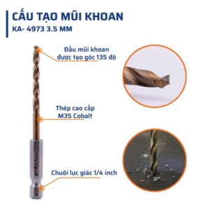 Mũi Khoan Inox Chân Lục Giác 3.5mm STAKA MAX (10C/V;100C/H;1600C/T)- KA-4973 - Ảnh 3