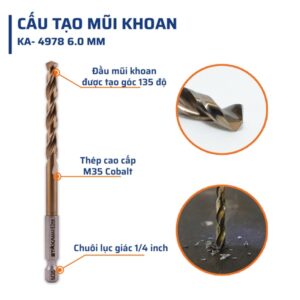 Alternative view of Mũi Khoan Inox Chân Lục Giác 6mm STAKA MAX (10C/V;100C/H;800C/T)- KA-4978