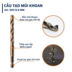 Alternative view of Mũi Khoan Inox Chân Lục Giác 8mm STAKA MAX (10C/V;100C/H;800C/T)- KA-5011