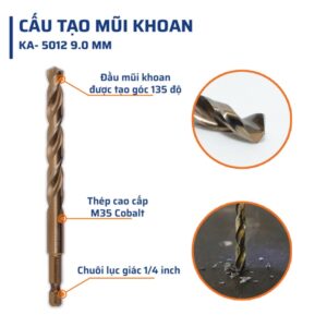Alternative view of Mũi Khoan Inox Chân Lục Giác 9mm STAKA MAX (10C/V;100C/H;500C/T)- KA-5012