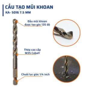 Alternative view of Mũi Khoan Inox Chân Lục Giác 7.5mm STAKA MAX (10C/V;100C/H;800C/T)- KA-5016
