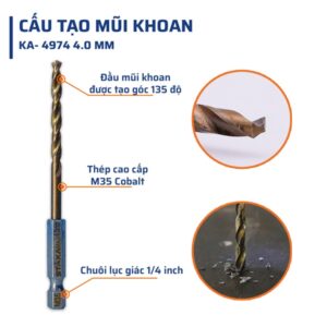 Mũi Khoan Inox Chân Lục Giác 4mm STAKA MAX (10C/V;100C/H;1600C/T)- KA-4974 - Ảnh 3