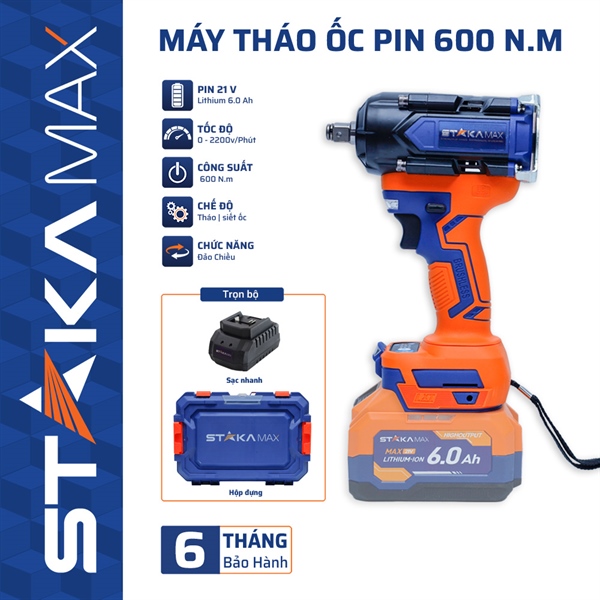 Máy Tháo Ốc Pin 600N.M Mới STAKA MAX