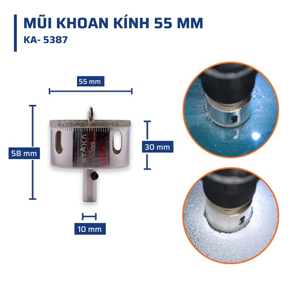 Mũi Khoan Kính 55 mm STAKA MAX (8C/H,64C/T)- KA-5387 - Ảnh 2