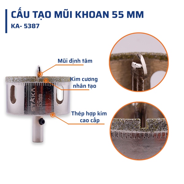 Mũi Khoan Kính 55 mm STAKA MAX (8C/H,64C/T)- KA-5387 - Ảnh 3