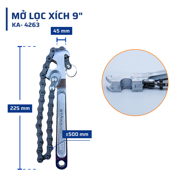 Mở lọc xích 9" STAKA MAX New (50C/T) - Ảnh 2
