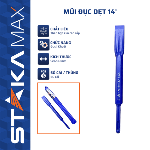 Mũi Đục Dẹt 14' STAKA MAX (50C/T)